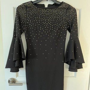Calvin Klein Embellished Bell Sleeve Sheath Dress